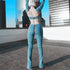 Zipper skinny jeans woman sexy light blue stretch denim pants club vintage bell bottom flare pants - ROUTINE FASHION
